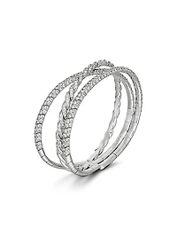 Sculpted Cable Flex Three Row Bracelet in 18K White Gold