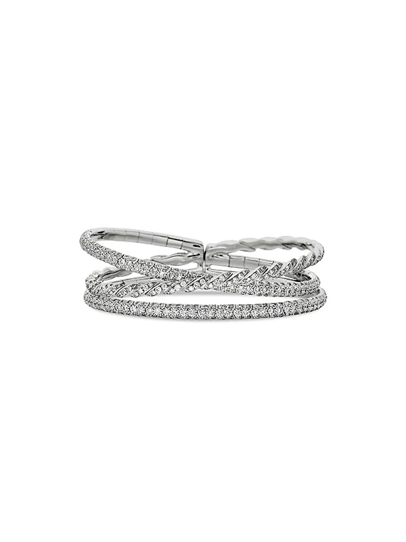 Sculpted Cable Flex Three Row Bracelet in 18K White Gold