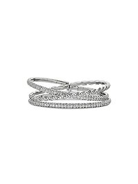 Sculpted Cable Flex Three Row Bracelet in 18K White Gold