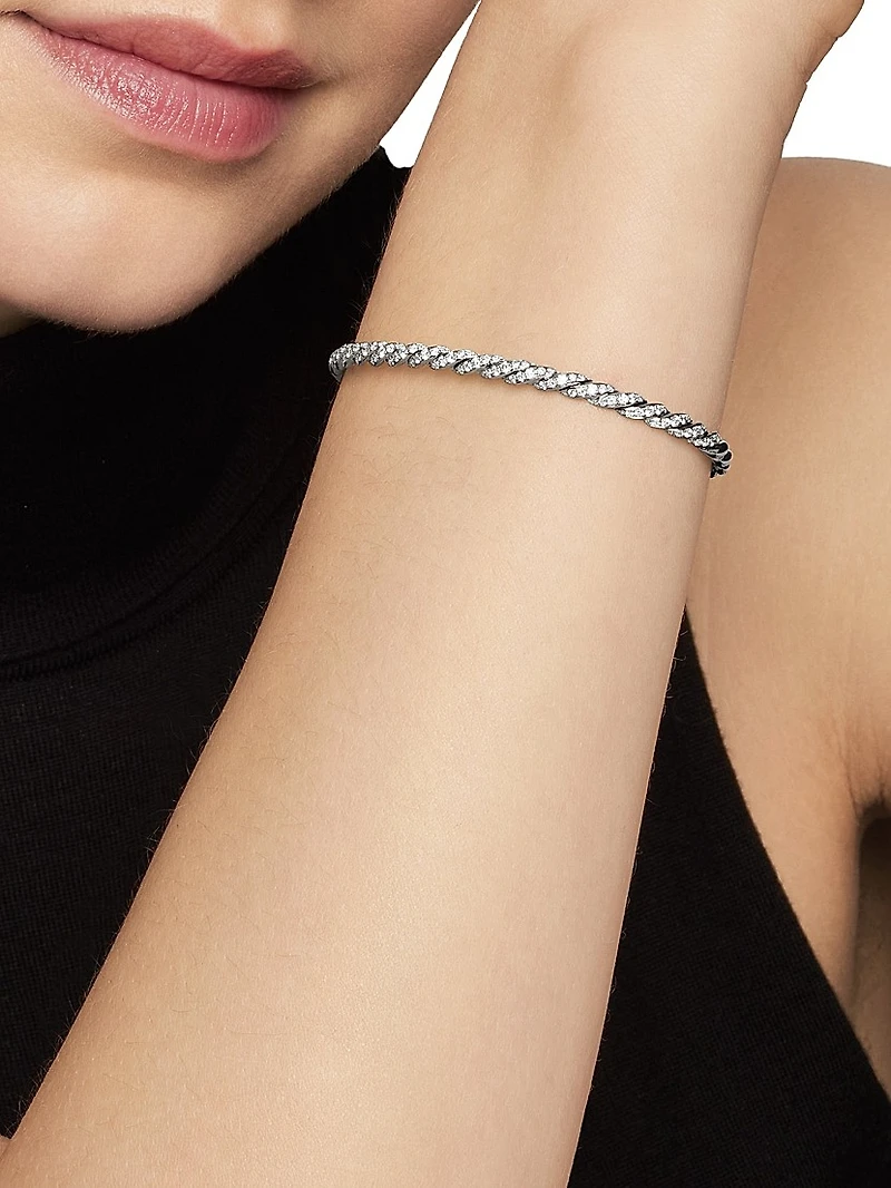 Sculpted Cable Flex Bracelet 18K White Gold