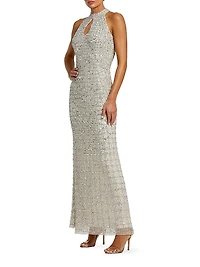 Embellished Keyhole Column Gown