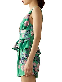 Eden Floral Silk Peplum Top