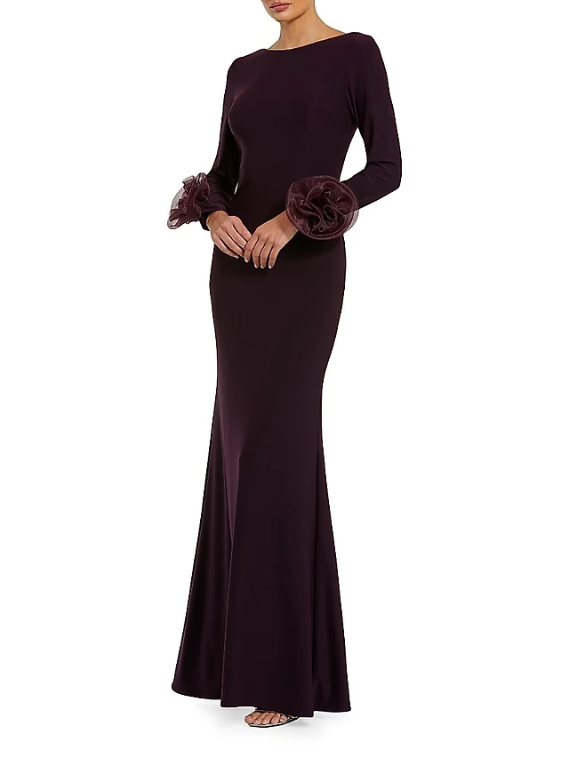 short dress with long sleeves Long-Sleeve Short Black Low V-Neck Party Dress Black / XLarge