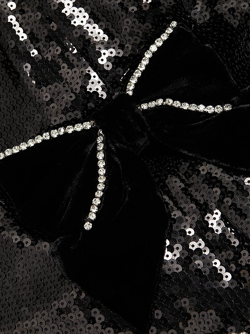 Lena Sequined Bow Halter Gown