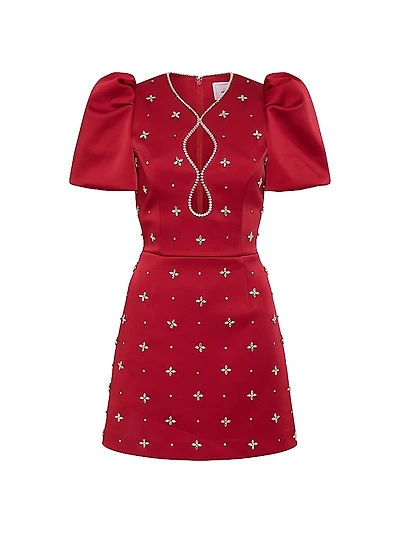 Nicky Hilton x Rebecca Vallance Carmella Embellished Puff-Sleeve Minidress