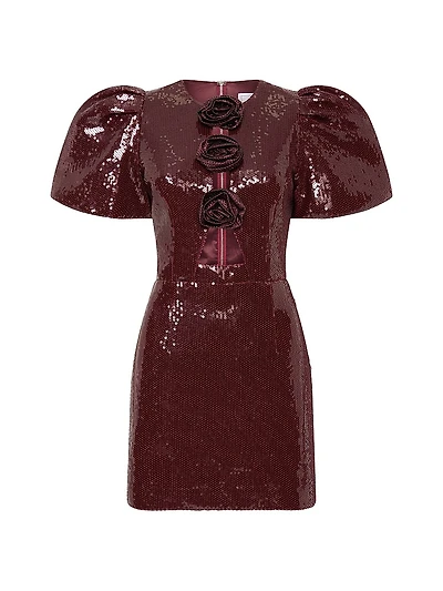 Nicky Hilton x Rebecca Vallance Zelda Sequined Puff-Sleeve Minidress