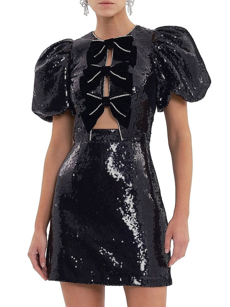 Nicky Hilton x Rebecca Vallance Lena Sequined Bow Minidress