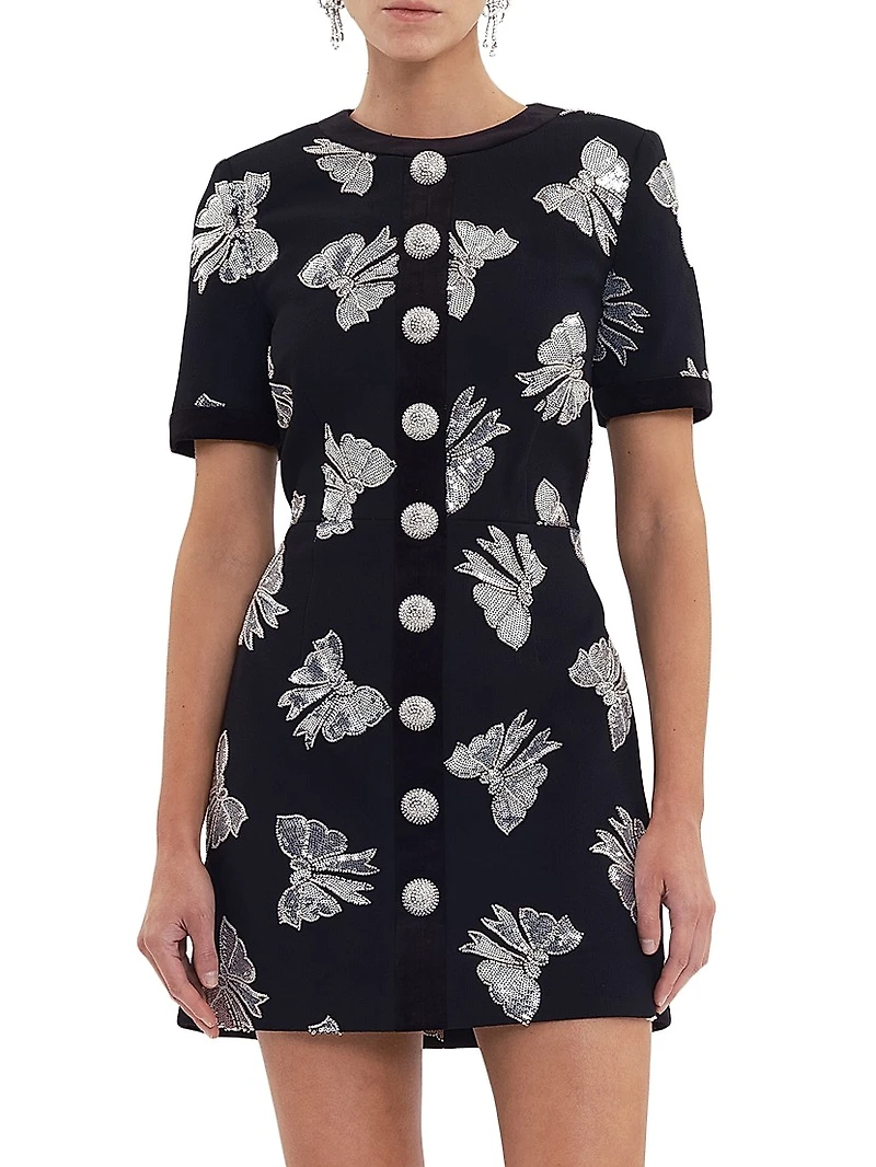 Nicky Hilton x Rebecca Vallance Valor Bow Appliqué Minidress