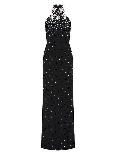 Nicky Hilton x Rebecca Vallance Alivia Ombré Faux Peal Halter Gown