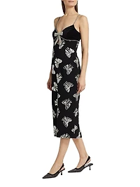 Valor Sequined Bow Midi-Dress