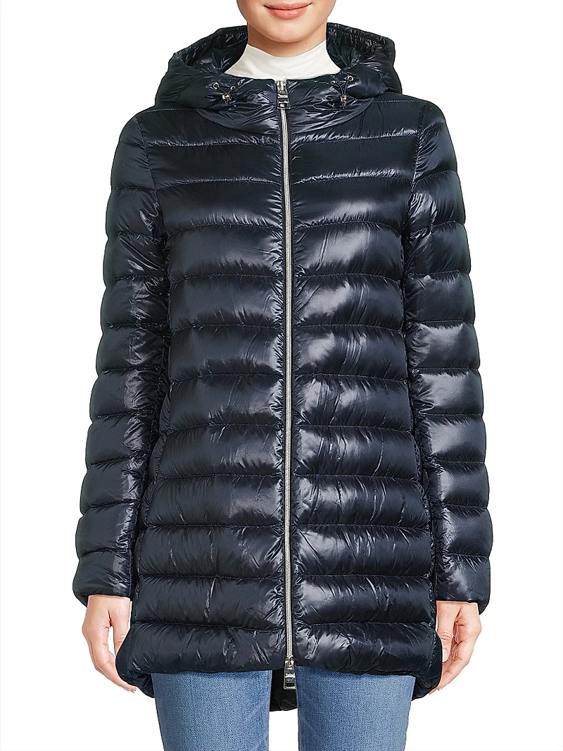Shiny Nylon A-Shape Down Coat