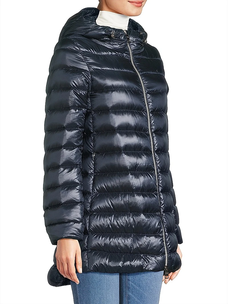 Shiny Nylon A-Shape Down Coat