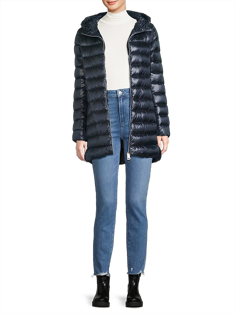 Shiny Nylon A-Shape Down Coat