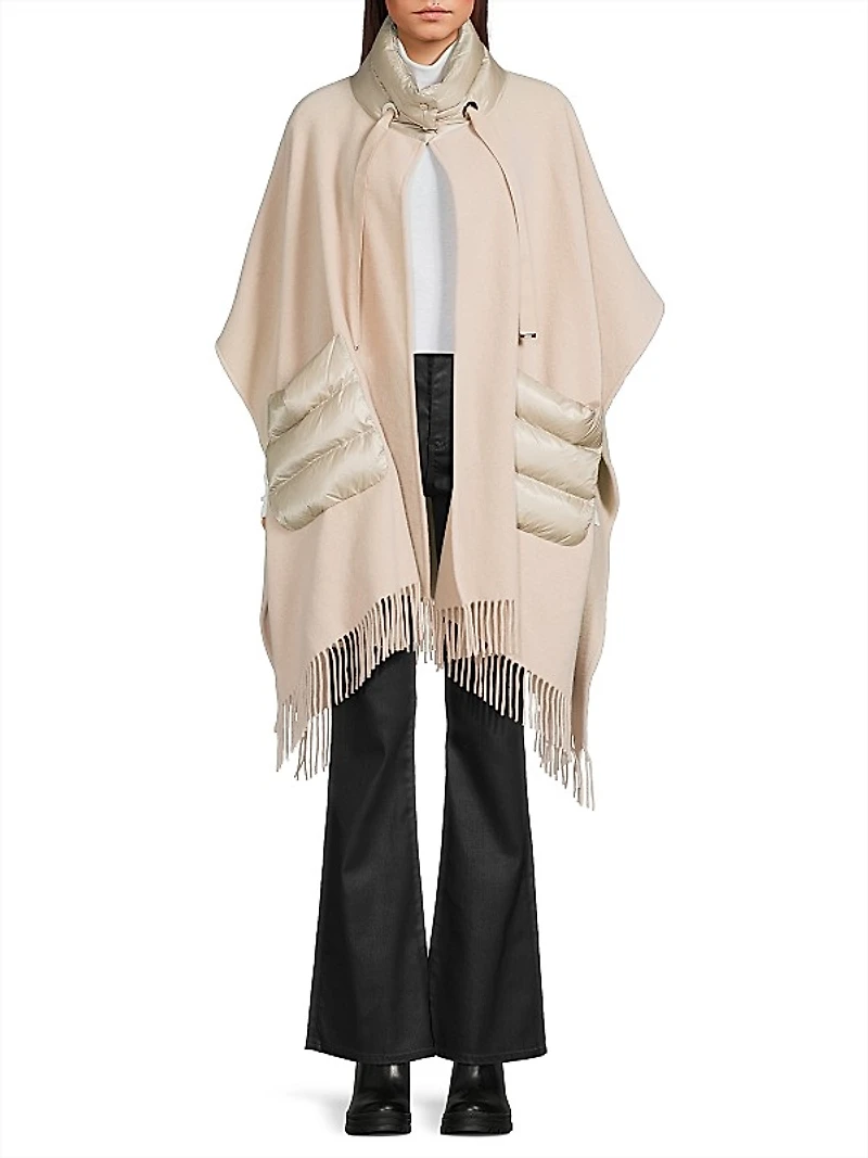 Wool-Cashmere Open Poncho