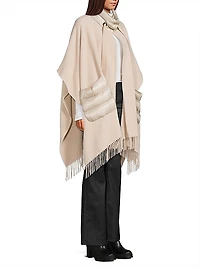 Wool-Cashmere Open Poncho