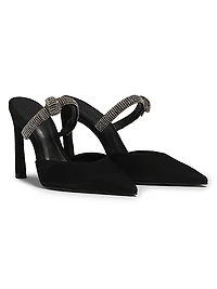 Pearl Curve 100MM Crystal-Embellished Nubuck Mules