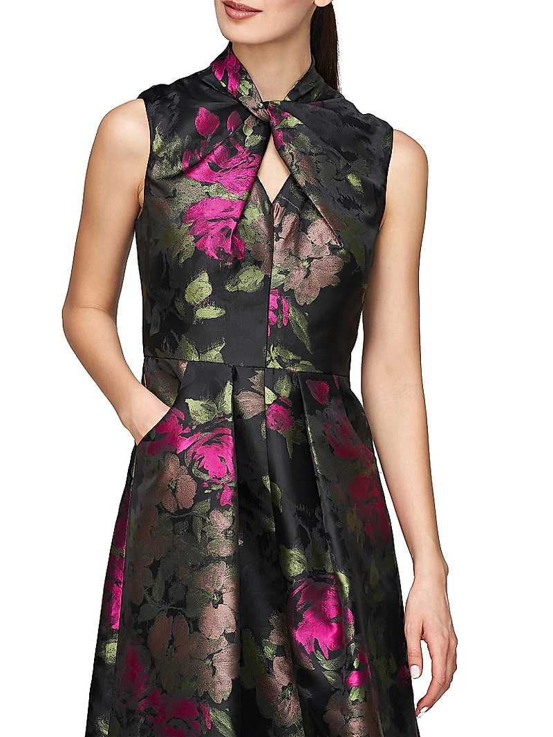 Rosemarie Floral Jacquard Cocktail Dress
