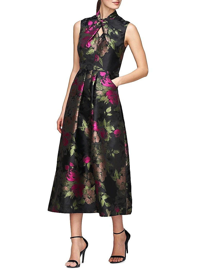 Rosemarie Floral Jacquard Cocktail Dress