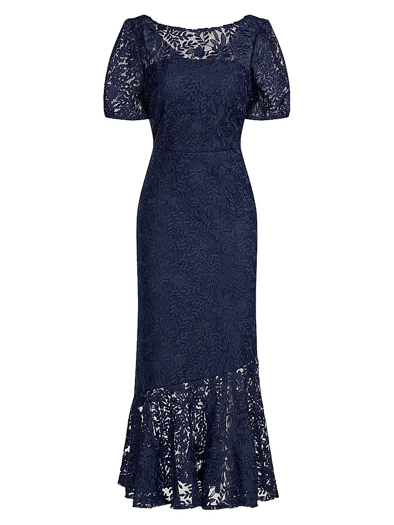 Portia Floral Lace Midi-Dress
