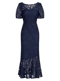 Portia Floral Lace Midi-Dress