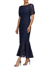 Portia Floral Lace Midi-Dress