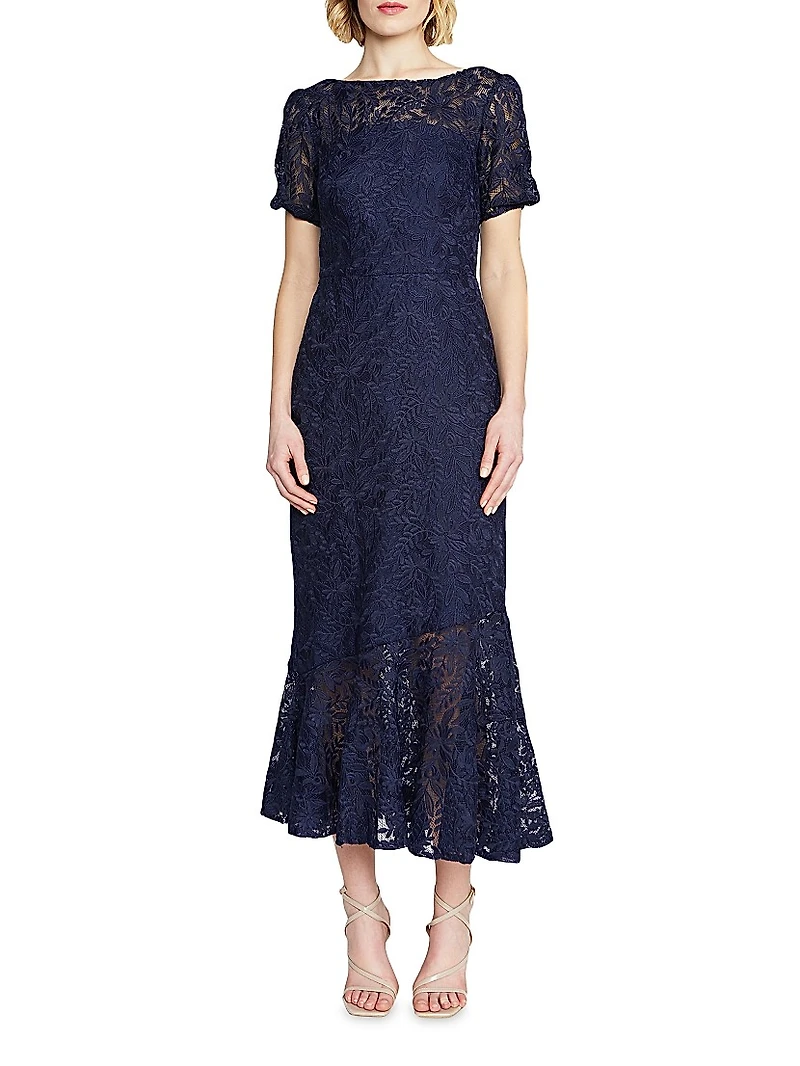 Portia Floral Lace Midi-Dress