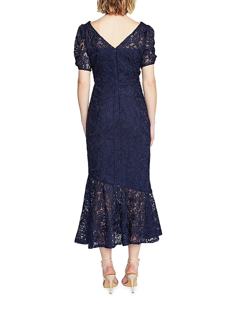 Portia Floral Lace Midi-Dress