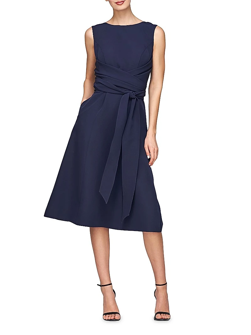 Josette Wrap Sash Midi-Dress