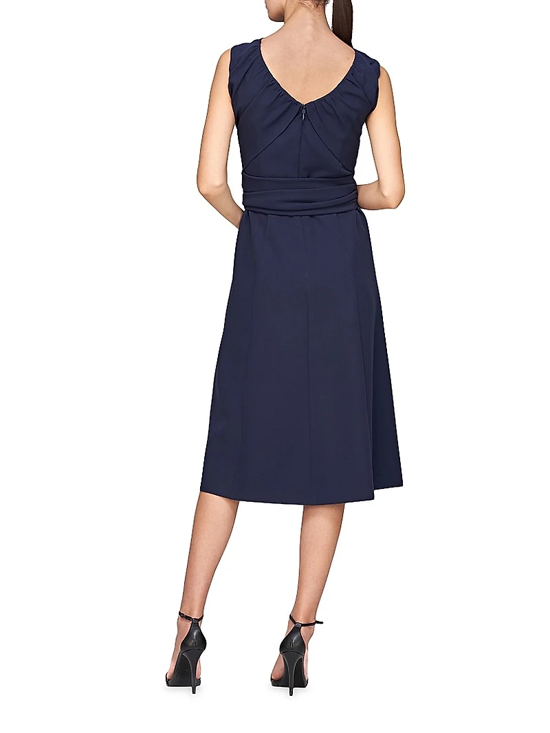 Josette Wrap Sash Midi-Dress