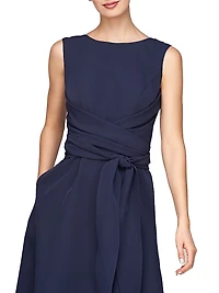 Josette Wrap Sash Midi-Dress