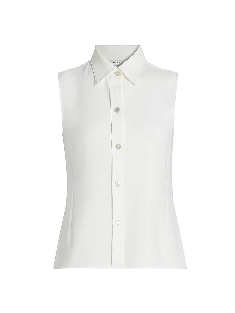 Sleeveless Button-Front Shirt