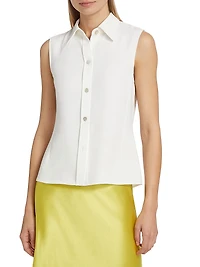 Sleeveless Button-Front Shirt