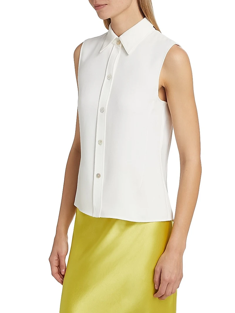 Sleeveless Button-Front Shirt