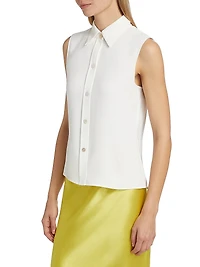 Sleeveless Button-Front Shirt