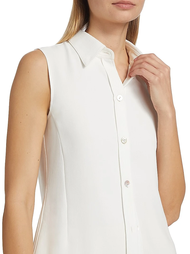 Sleeveless Button-Front Shirt