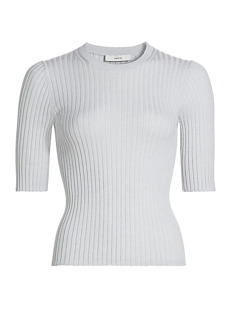 Wool & Silk-Blend Rib-Knit Top