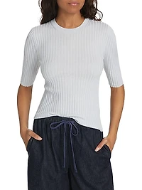 Wool & Silk-Blend Rib-Knit Top