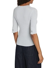 Wool & Silk-Blend Rib-Knit Top