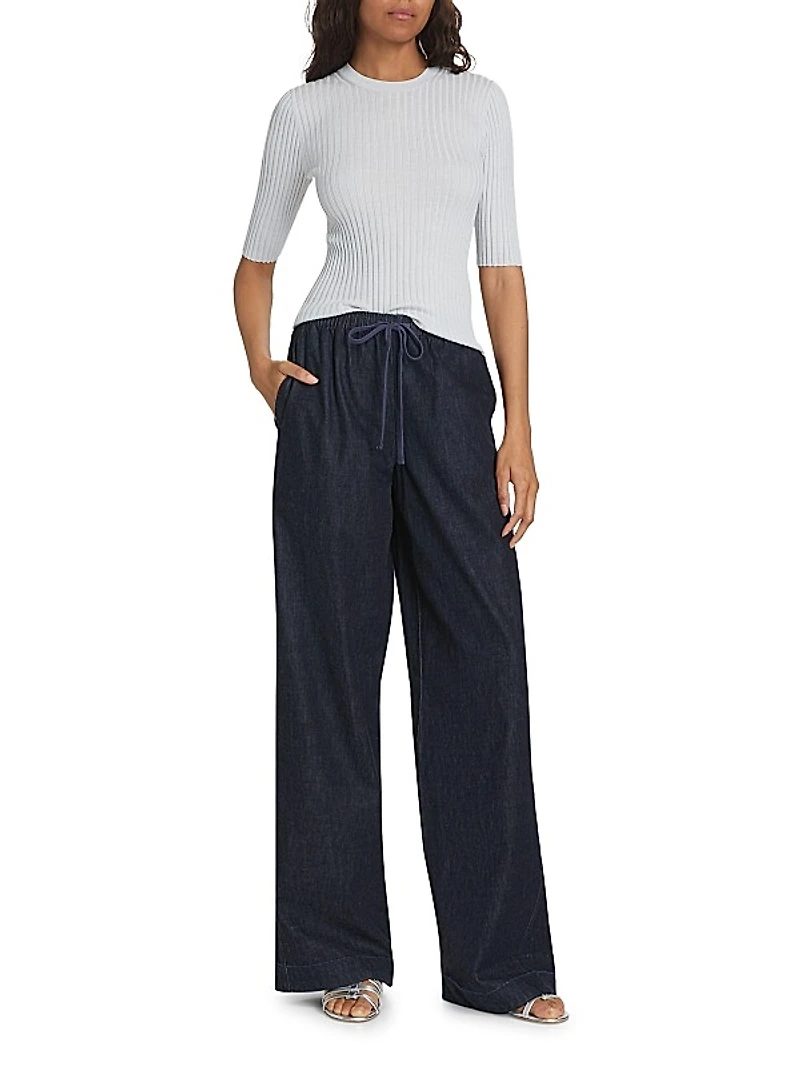 Wool & Silk-Blend Rib-Knit Top