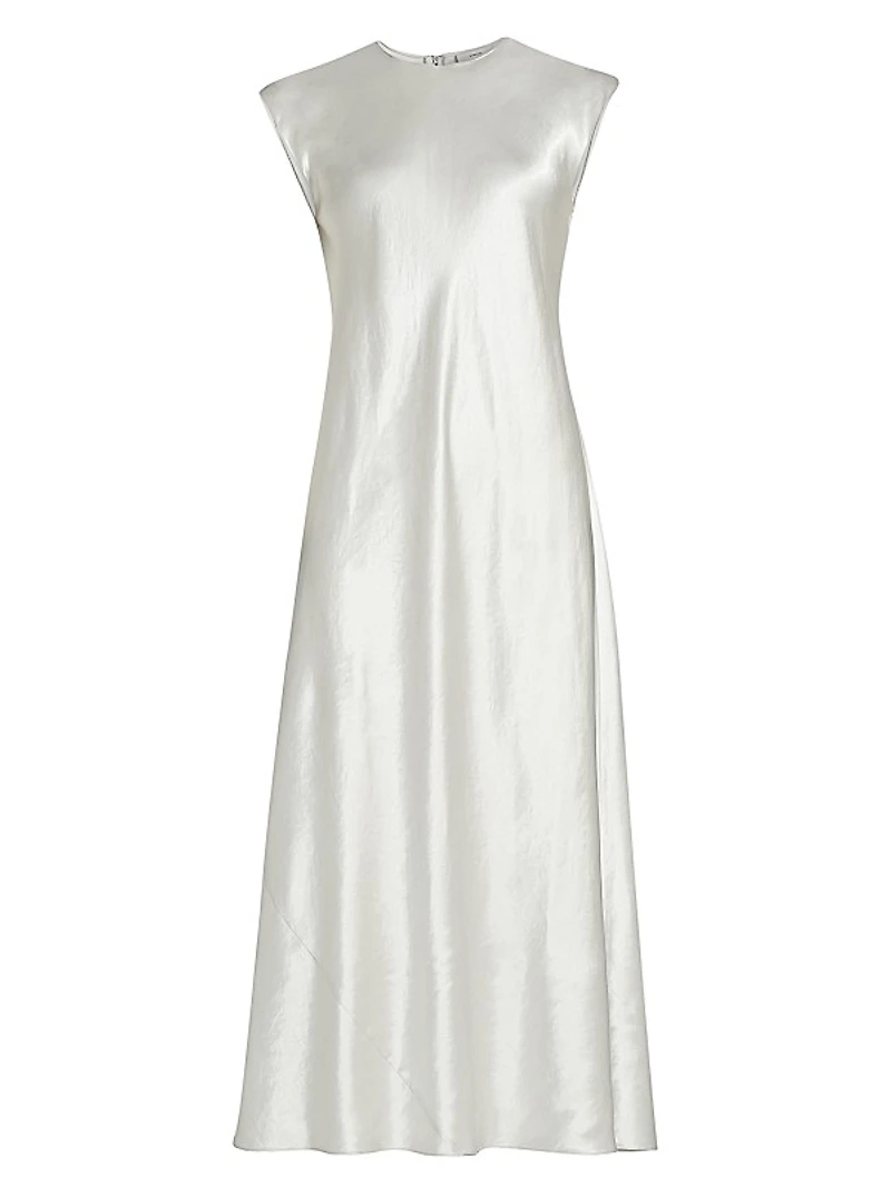 Bias-Cut Crewneck Midi-Dress