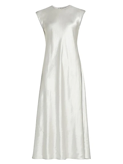 Bias-Cut Crewneck Midi-Dress