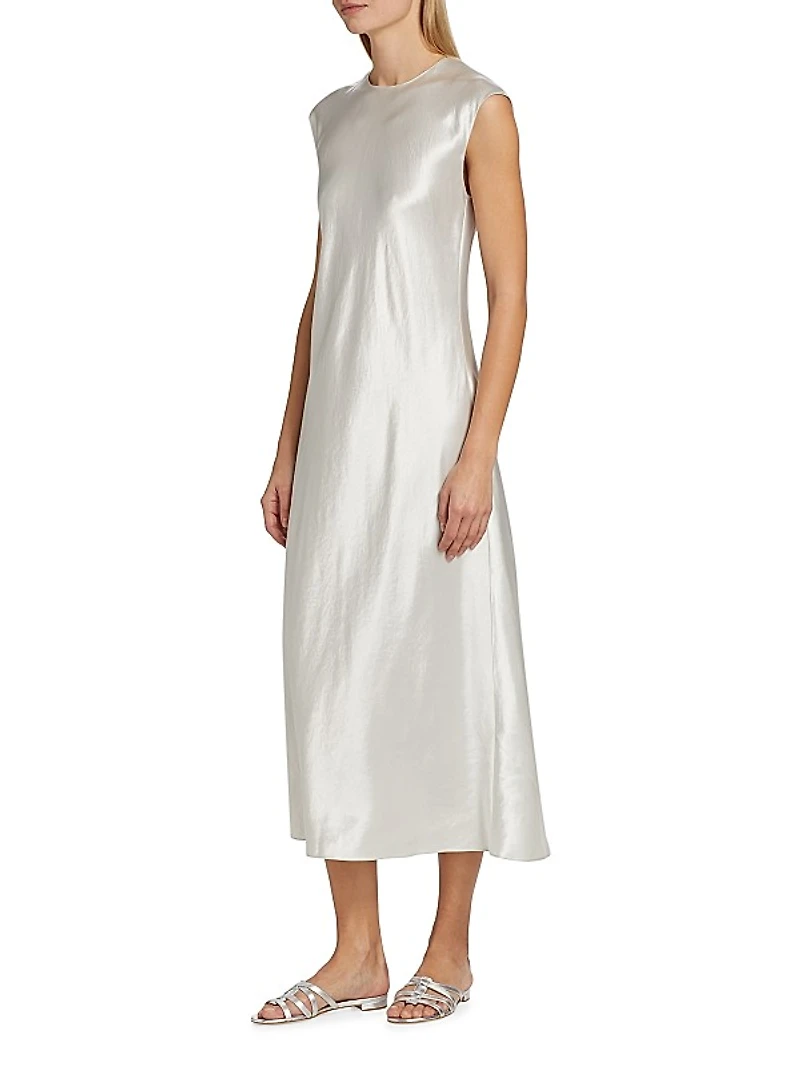 Bias-Cut Crewneck Midi-Dress