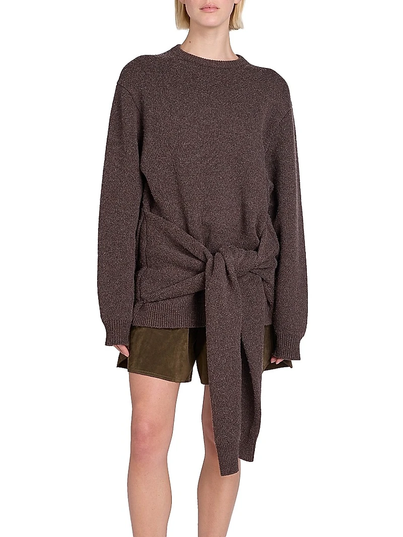 Draped Tie-Front Sweater