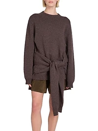 Draped Tie-Front Sweater