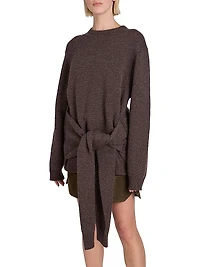 Draped Tie-Front Sweater