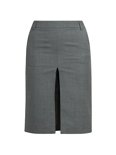 Slit Wool Pencil Skirt