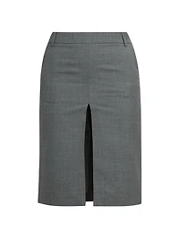 Slit Wool Pencil Skirt