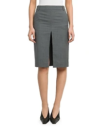 Slit Wool Pencil Skirt