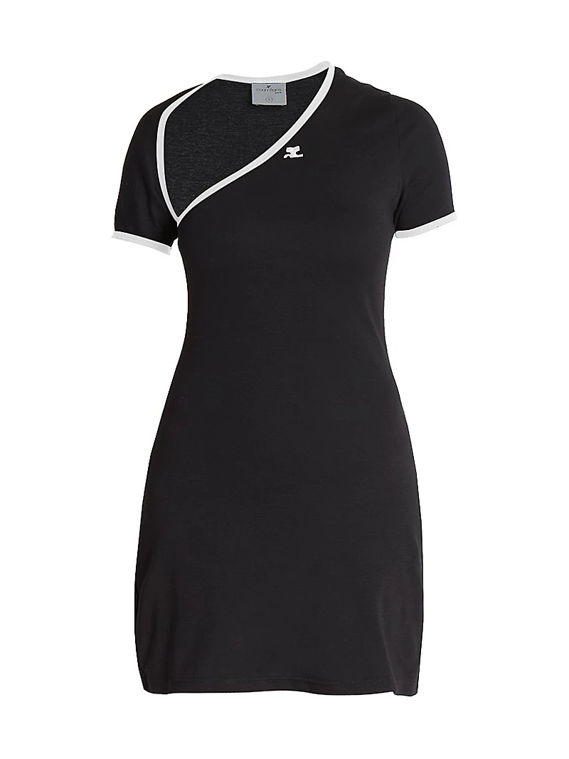 Cotton Asymmetric Slash Minidress