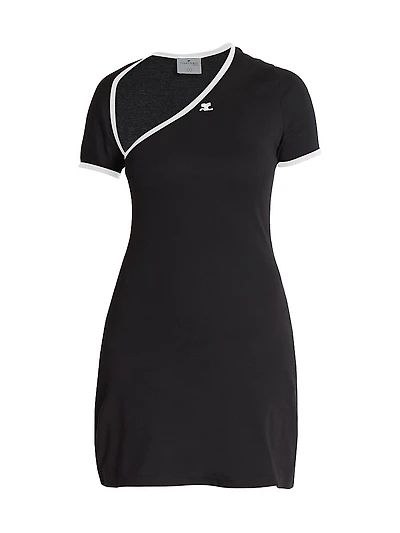 Cotton Asymmetric Slash Minidress